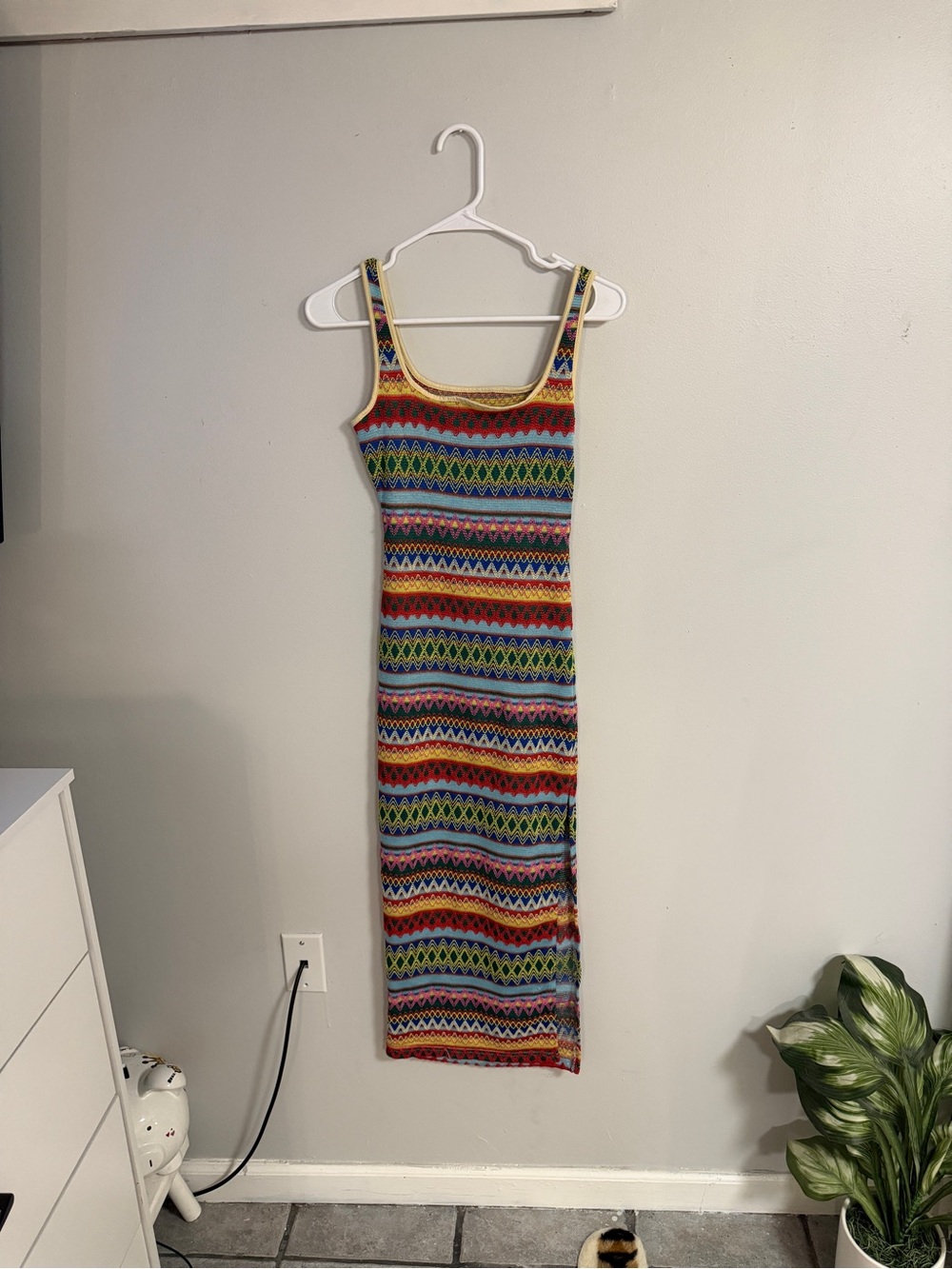 Sleeveless Multicolor Striped Knit Midi Dress